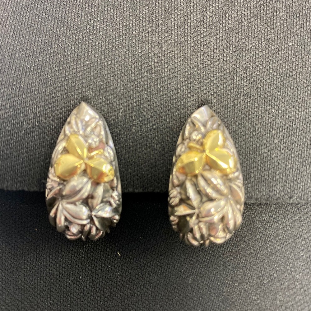 bill blass Retired Earrings 925 & 18 Karat Gold - Picture 11 of 11